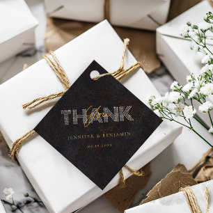 Black Gold Sparkler Personalised Wedding Thank You Favour Tags