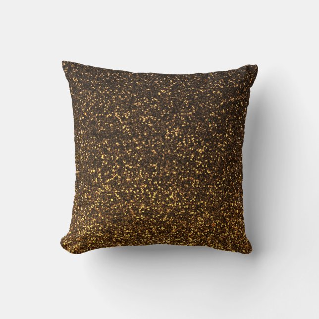 Black gold sparkly glitter pillow (Front)