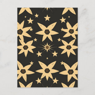 Black Gold Star Pattern Celestial Night Sky Postcard