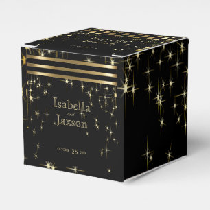 Black & Gold Starlights with Bars Favour Box