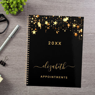 Black gold stars appointments 2025 planner
