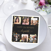 Black gold stars photo collage birthday