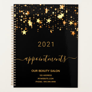 Black gold stars salon appointments business planner