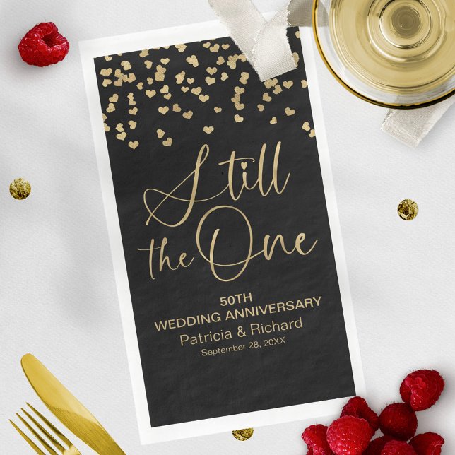 Black Gold Still The One Wedding Vow Renewal Napkin (Creator Uploaded)