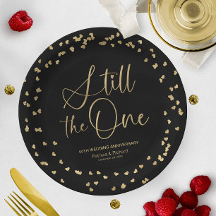 Black Gold Still The One Wedding Vow Renewal Paper Plate