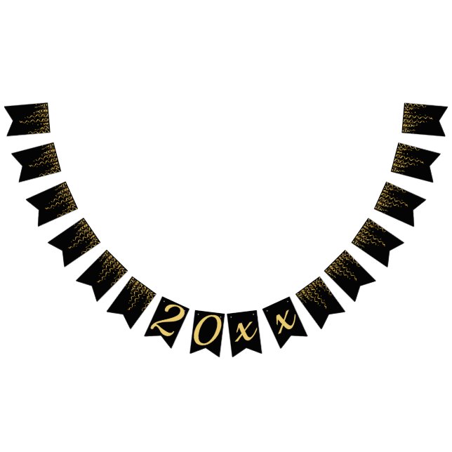 Black & Gold Streamers, New Years Eve  Bunting (All)