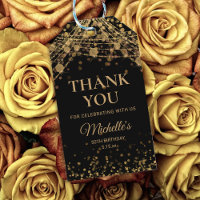 Black Gold String Lights Adult Birthday Thank You