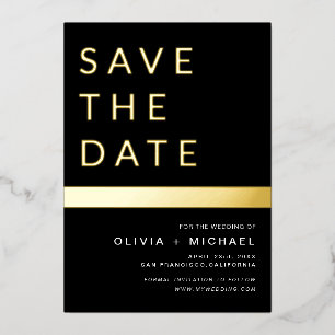 Black Gold Stripe Save the Date Elegant