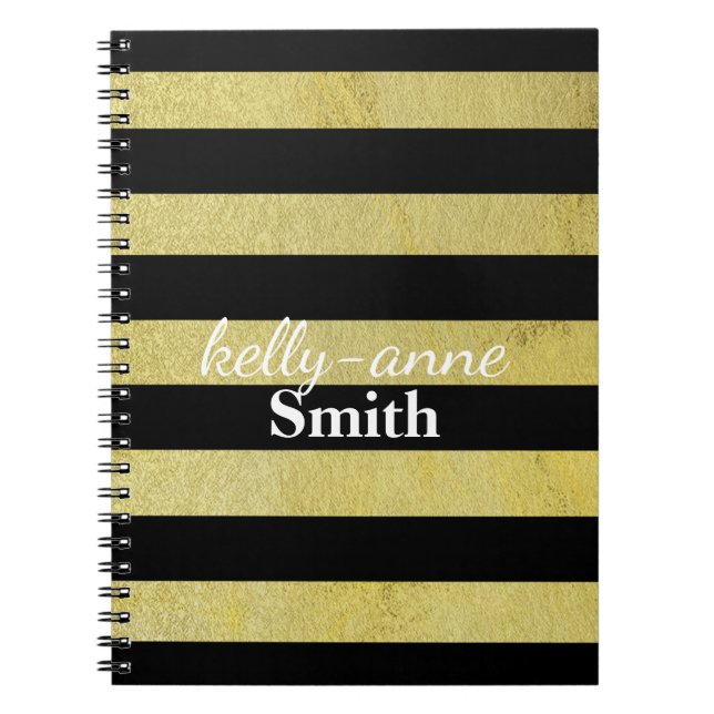 Black Gold Striped Glamourous kraft Notebook (Front)