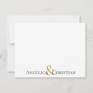 Black Gold Stripes Couples Personalised Stationery Card