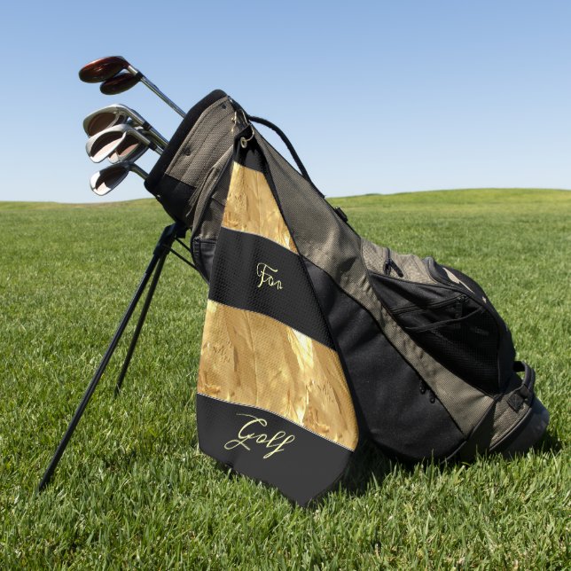 Black Gold Stripes  Golf Towel (Green)
