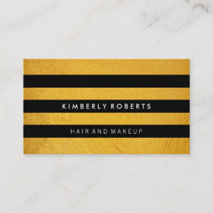 Black / Gold Stripes Modern Business Card