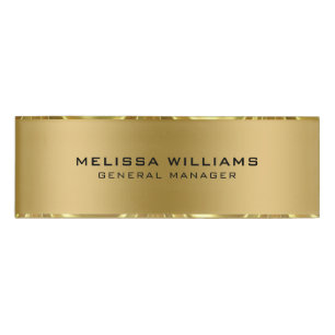 Black & Gold Stripes Modern Geometric Design Name Tag