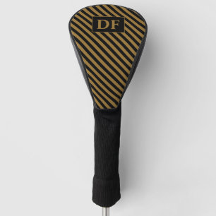 Black/Gold Stripes Monogrammed Golf Head Cover