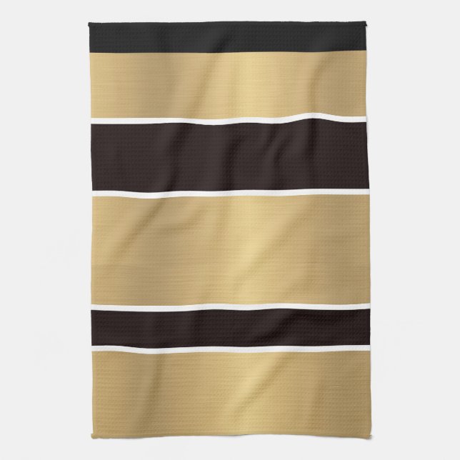 Black Gold Stripes Striped Kitchen Towels Towel (Vertical)