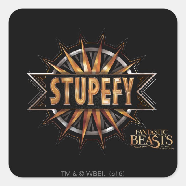 Black & Gold Stupefy Spell Graphic Square Sticker (Front)