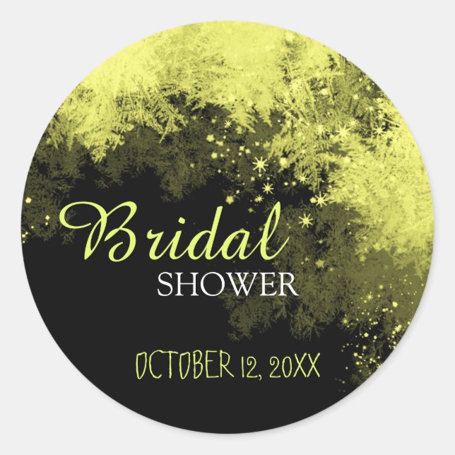 Black & Gold Stylish Bridal Shower Classic Round Sticker (Front)