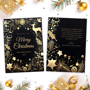 Black Gold Stylish Festive Merry Christmas Holiday Card