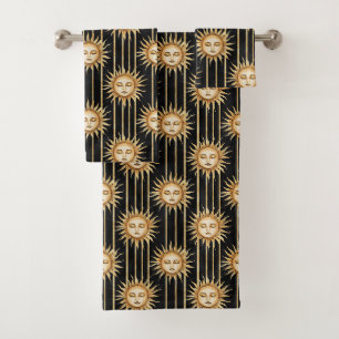 Black Gold Sun Eyelashes Bath Towel Set