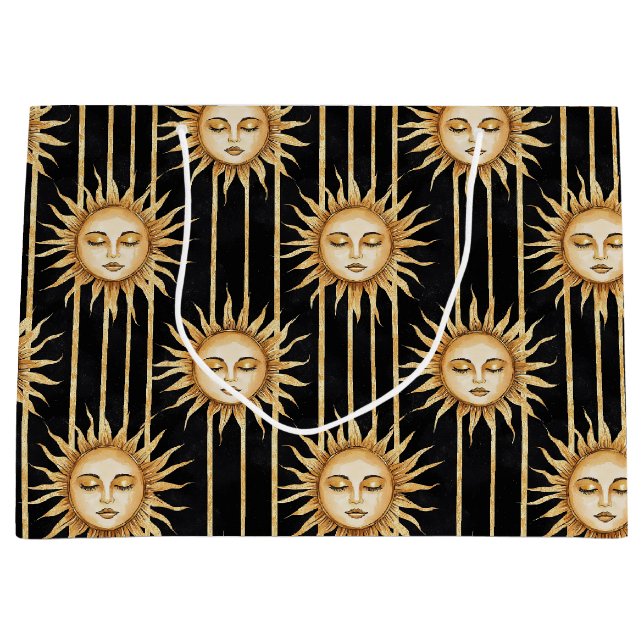 Black Gold Sun Eyelashes Birthday Large Gift Bag (Front)