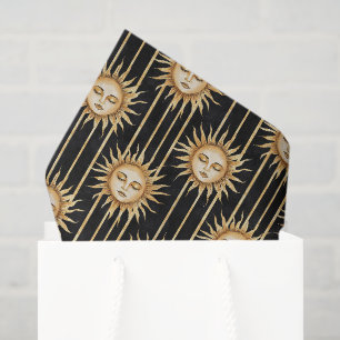 Black Gold Sun Eyelashes Birthday Tissue Paper