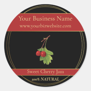 Black & Gold Sweet Cherry Jam Product Label