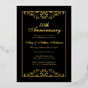 Black Gold Swirl 50th Wedding Anniversary