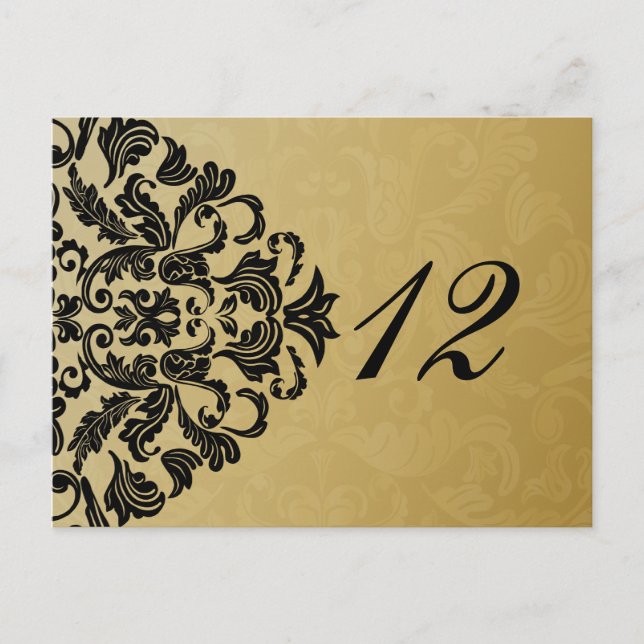 black gold table numbers postcards (Front)