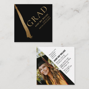 Black Gold Tassel Unique Graduation Custom Photo Enclosure Card