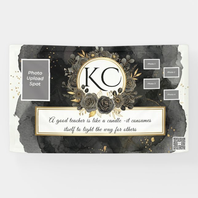 Black Gold Teacher Appreciation Photo Banner (Horizontal)
