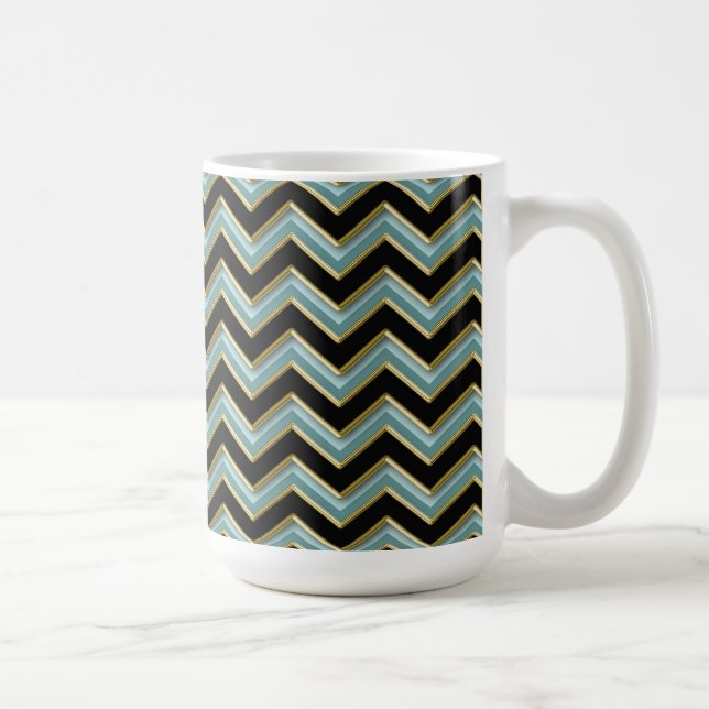 Black Gold Teal ZigZag Coffee Mug (Right)