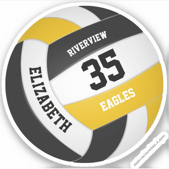 black gold team colors girls boys volleyball (Front)