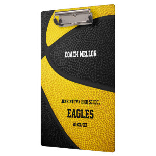 black gold team colours basketball coach name clipboard