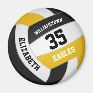 black gold team colours boys girls volleyball magnet