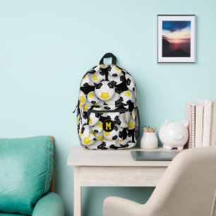 black gold team colours soccer balls pattern printed backpack