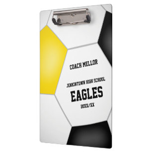 black gold team colours soccer coach clipboard