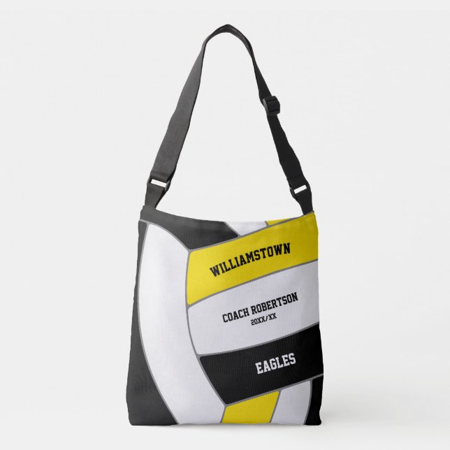 black gold team colours volleyball athlete coach crossbody bag (Front)