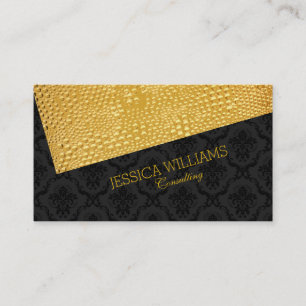 Black & Gold Texture Modern Asymmetrical Design Business Card