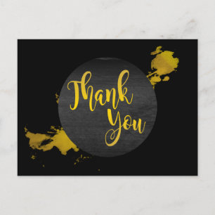 Black Gold Thank You  Abstract Modern Postcard