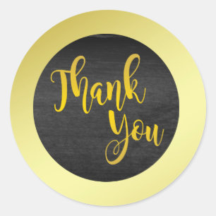 Black Gold Thank You Classic Round Sticker