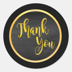 Black Gold Thank You Classic Round Sticker