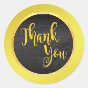 Black Gold Thank You Classic Round Sticker