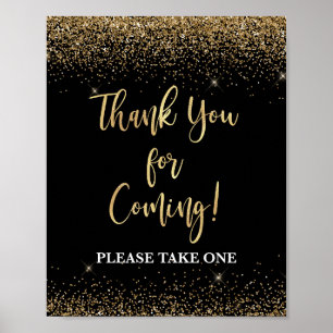 Black & Gold Thank You For Coming Favour Table Sig Poster
