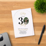 Black & Gold Thirty 30th Birthday Party Photo Acrylic Invitations<br><div class="desc">This acrylic invitation features a modern design with photo template and custom text. You can customise all the text. Matching party supplies are available at my shop BaraBomDesign.</div>