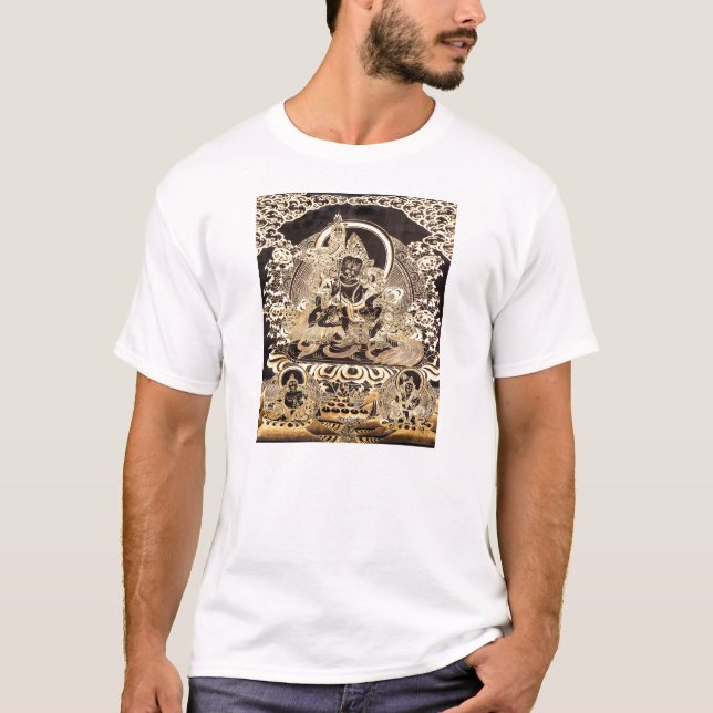 Black & Gold Tibetan Buddhist Art T-Shirt (Front)