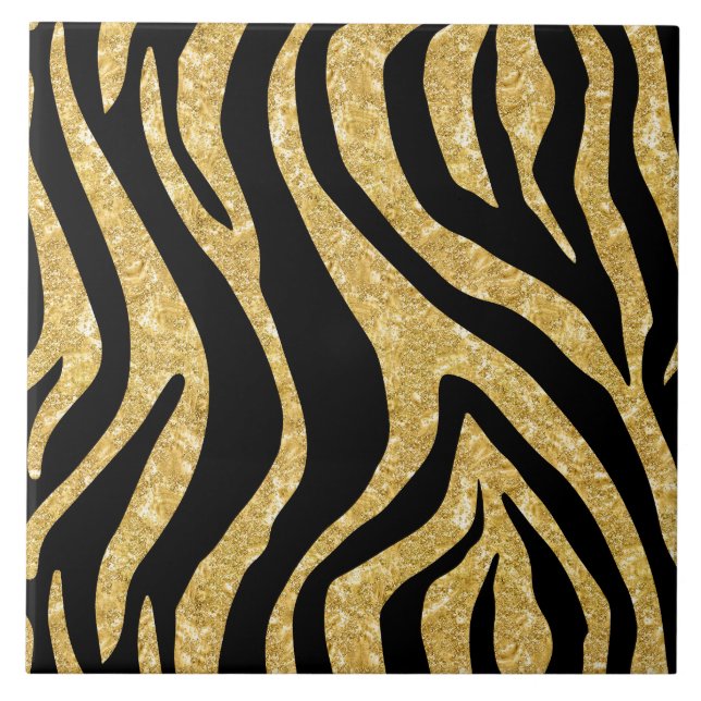 Black gold tiger stripe pattern tile (Front)