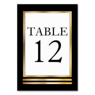Black Gold Tone White Modern Simple Elegant Table Number