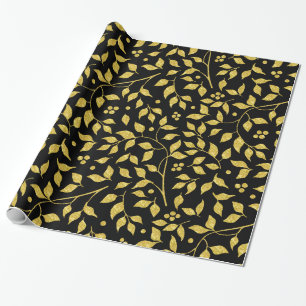 Black & Gold Tones Leafs Seamless Pattern Wrapping Paper