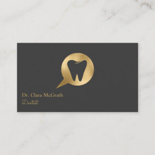 Black & Gold Tooth Logo Dentist Dental Office Business Card