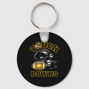 Black Gold Touchdown Day Football Game High School Key Ring